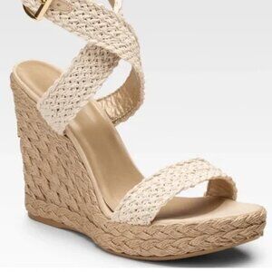 Stuart Weitzman Alex Espadrille Wedge Sandal in Natural Sz 5